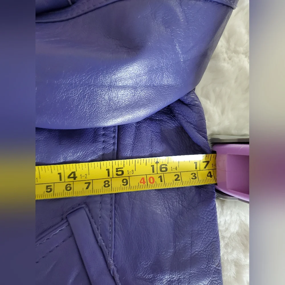Purple 100% lambskin jacket CACHE LUXE, extremely soft, size M - Picture 13 of 16